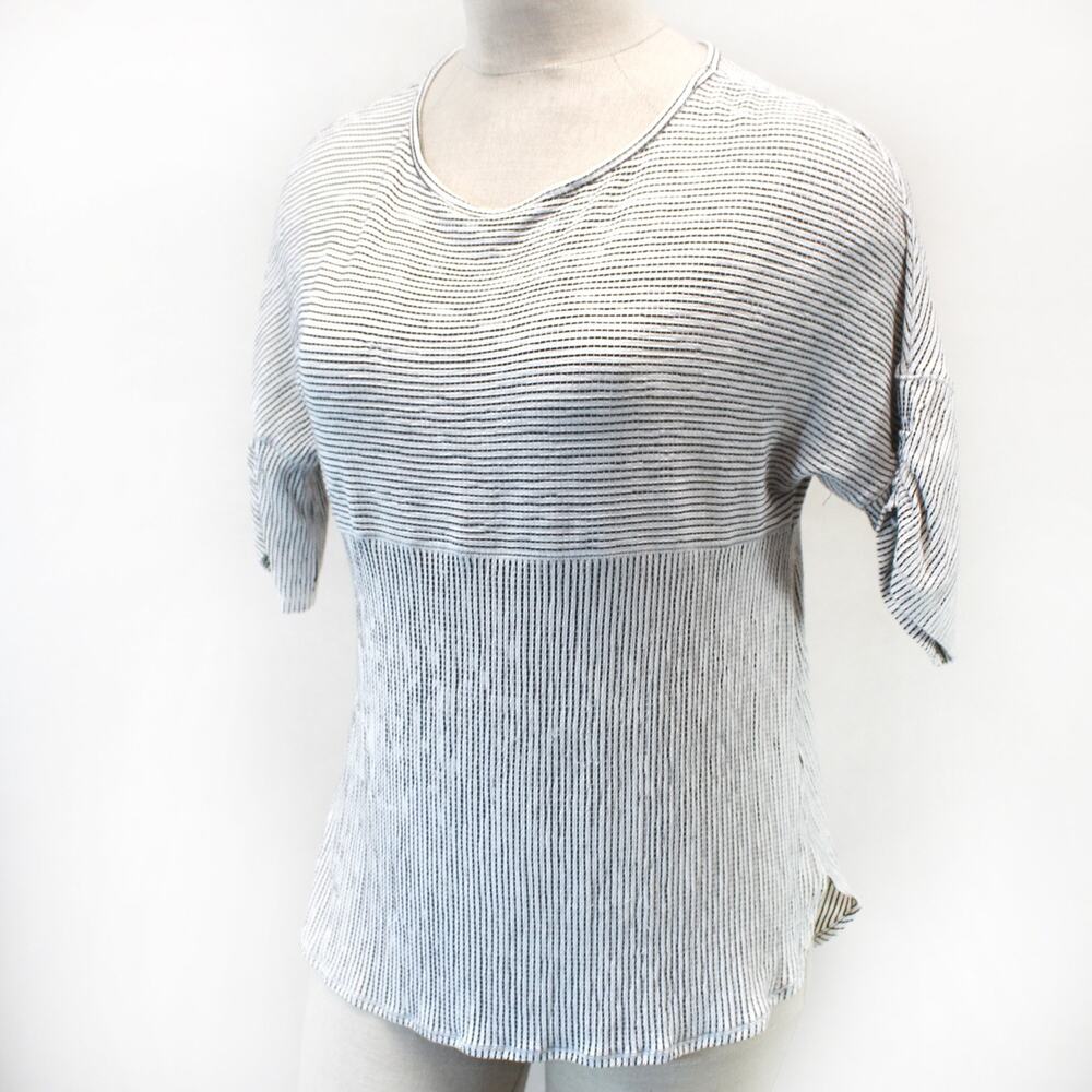 Max Studio Plus Striped Nautical Casual Shirt Blouse Top Short Sleeve 2X